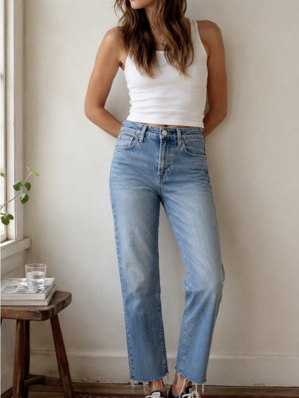Frame Denim Straight-Leg Jeans in Light Blue Wash